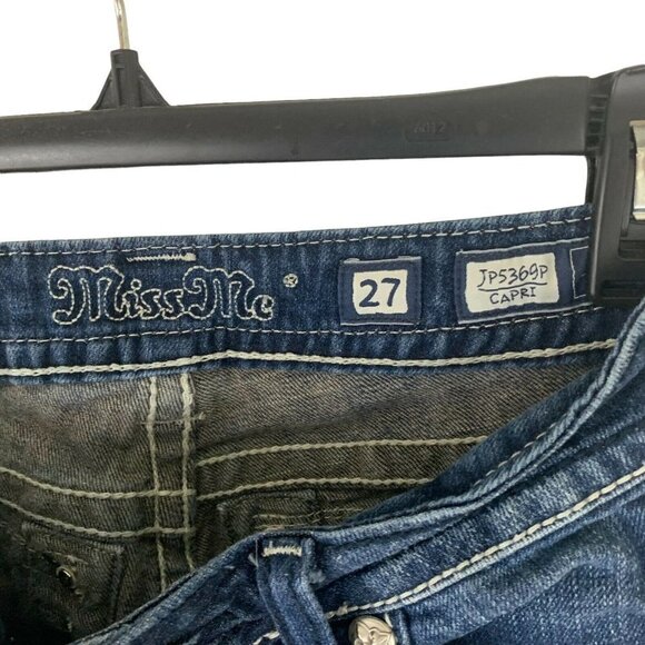Miss Me Women's Size 27 Capri Denim Jeans Style JP5369P Rhinestones Embroidered - Picture 5 of 5